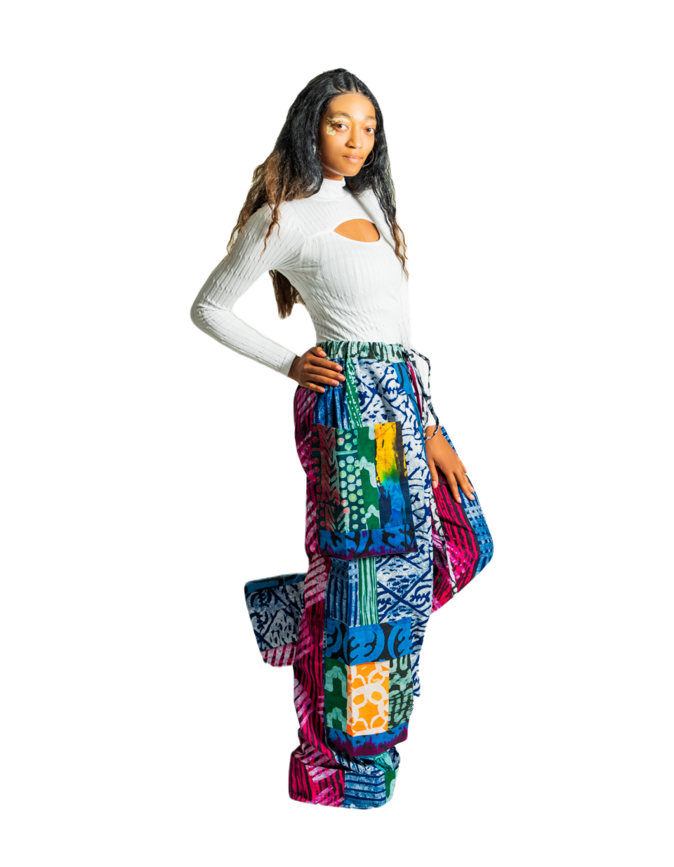 Tokeh patchwork wide leg cargo pant