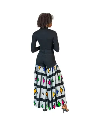 Lunsar denim ankara wide leg pants by ro2k collection