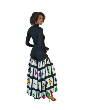 Lunsar denim ankara wide leg pants by ro2k collection